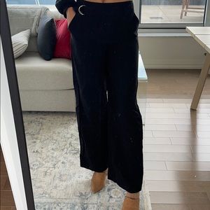 Mendocino | Black Wide Leg Trousers with Belt